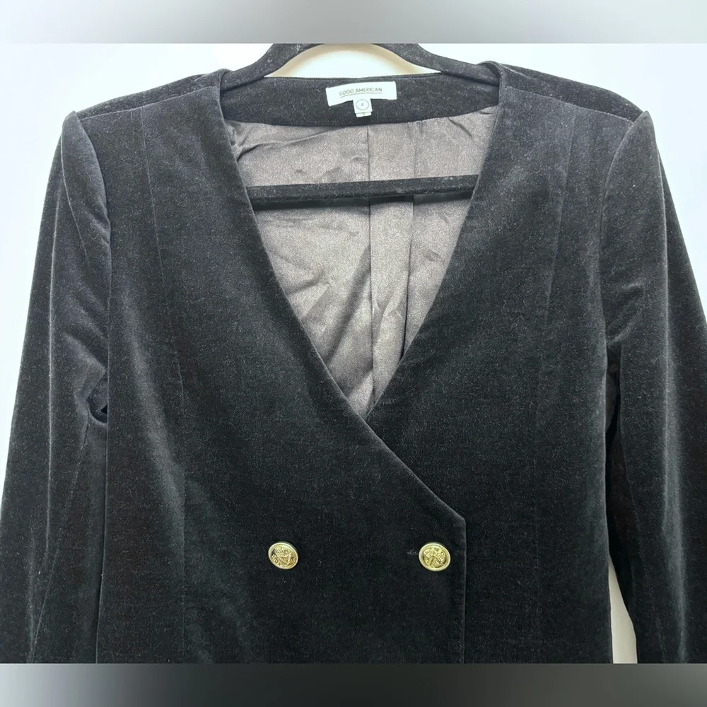 EUC Good American Velvet Double Breasted Boss Blazer Dress Size 2 - Picture 11 of 16